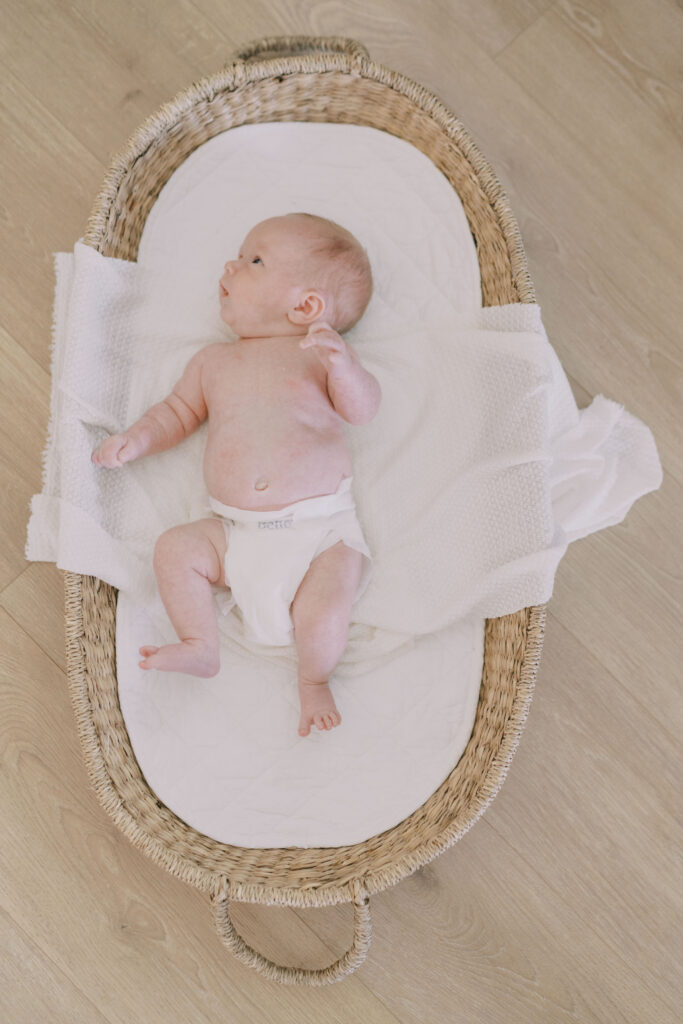 baby in basket by Colorado Springs Lifestyle Photographer Lauren Bounds