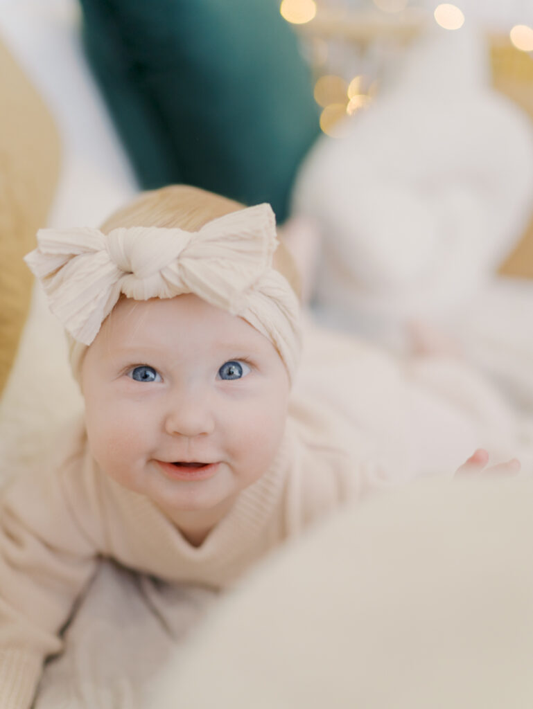 close up of baby at photo studio in Colorado Springs