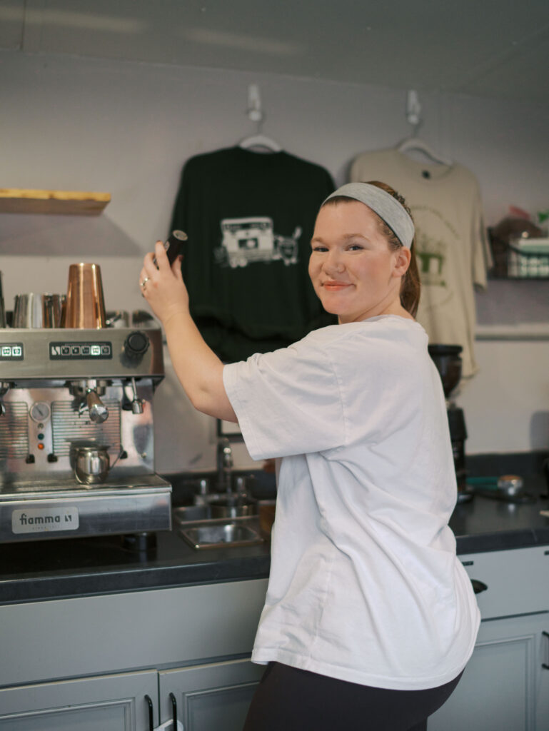 Grace- owner of the Best Coffee Colorado Springs Good Gracious Coffee Trailer making coffee