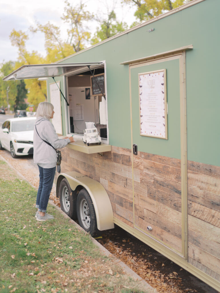 Customer waiting for coffee at the Best Coffee Colorado Springs Good Gracious Coffee Trailer