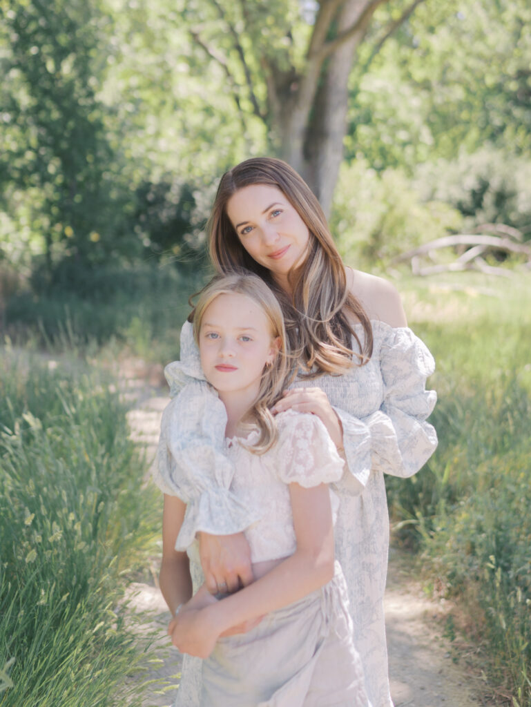 mom and daughter standing for spring family photography colorado springs