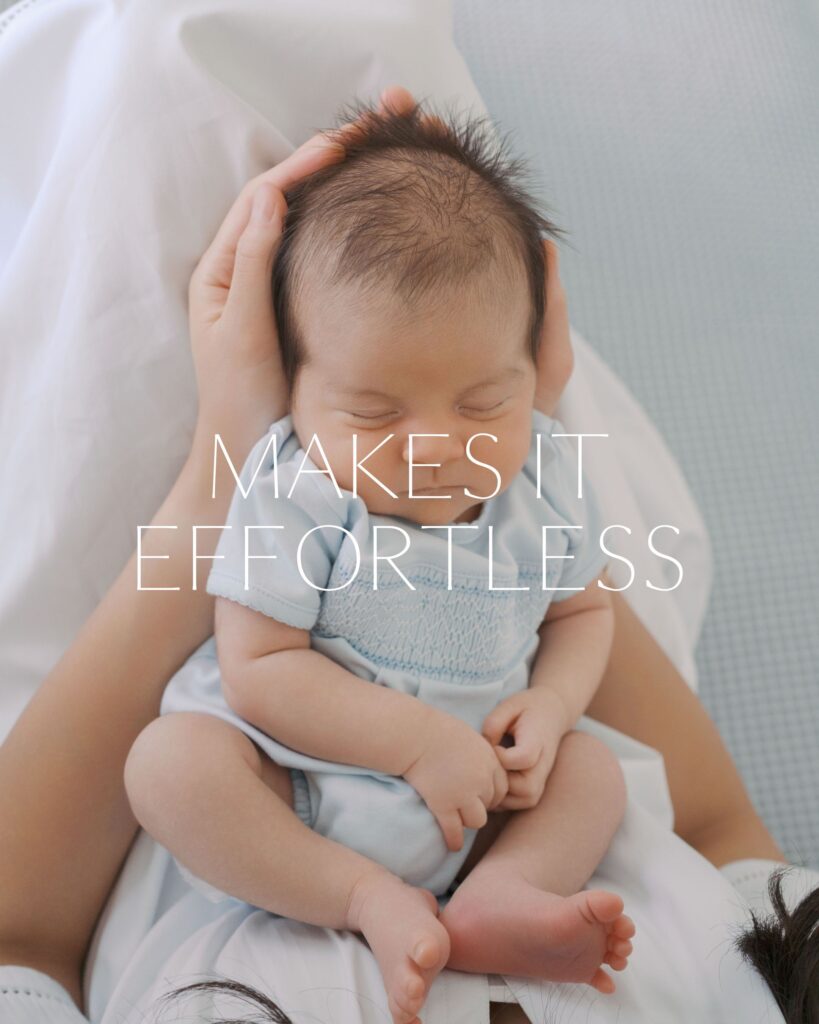 baby in moms lap with her hands holding his head telling the Newborn Photography Experience Colorado Springs