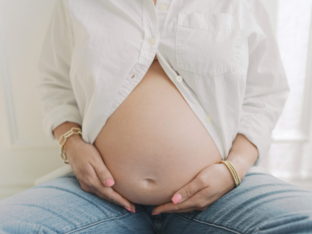 moms pregnant belly Studio Maternity Photos Colorado Springs | Lauren Bounds Photography