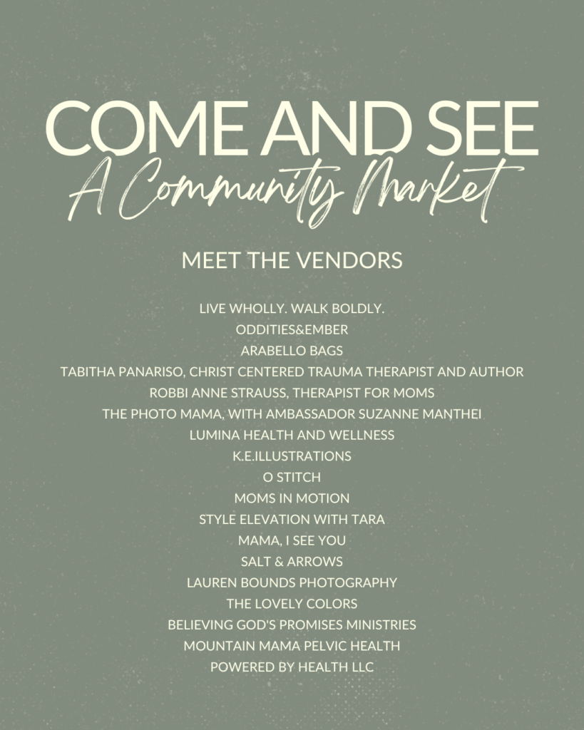Come and See community market list of vendors