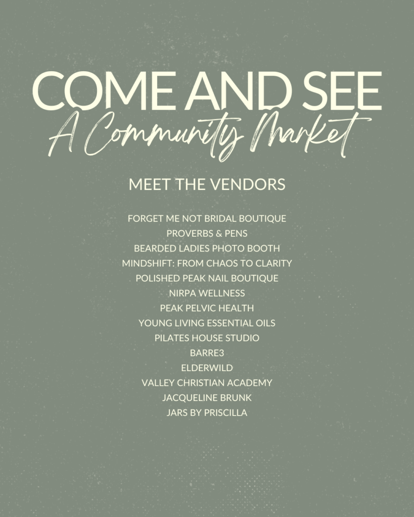 Come and see community market flyer list of vendors in Colorado Springs, CO