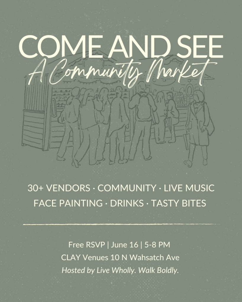 Come and See Community Market flyer announcing the event in Colorado Springs, CO